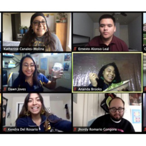 students on Zoom outeach session