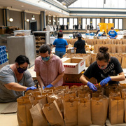 Dining services staff working in Boardwalk sunroom